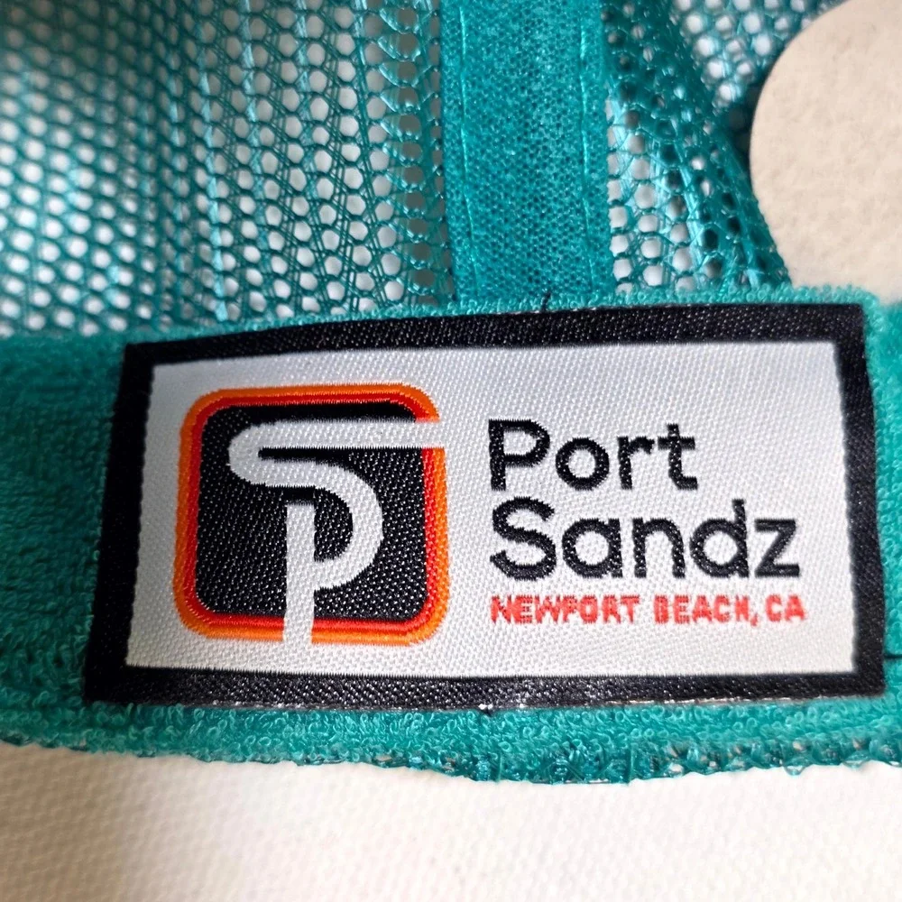 Port Sandz Lake Tahoe Trucker Hat Unisex OSFM Teal Mountain Patch Snapback Cap
